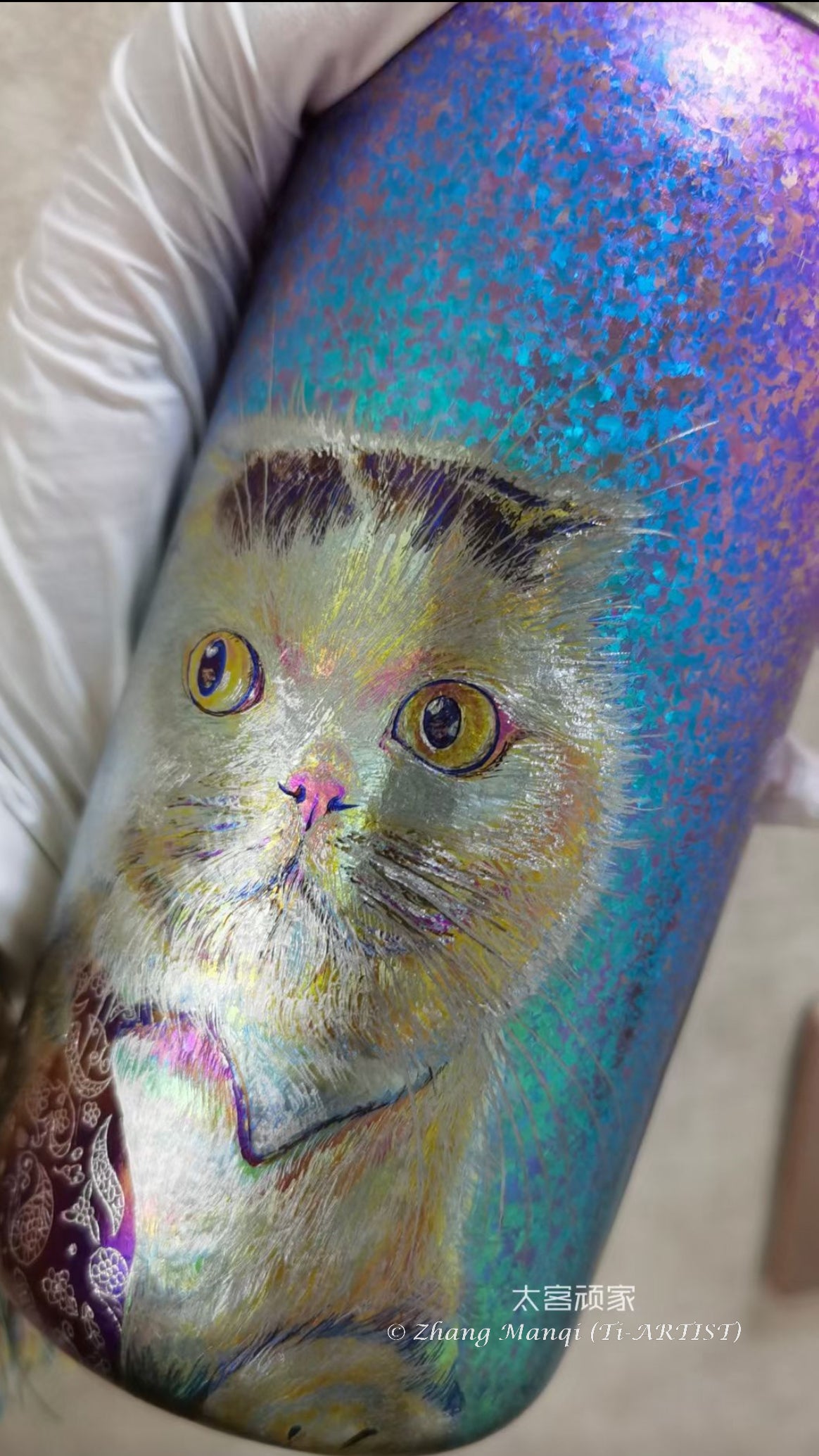 Customized titanium thermos bottle - Cat