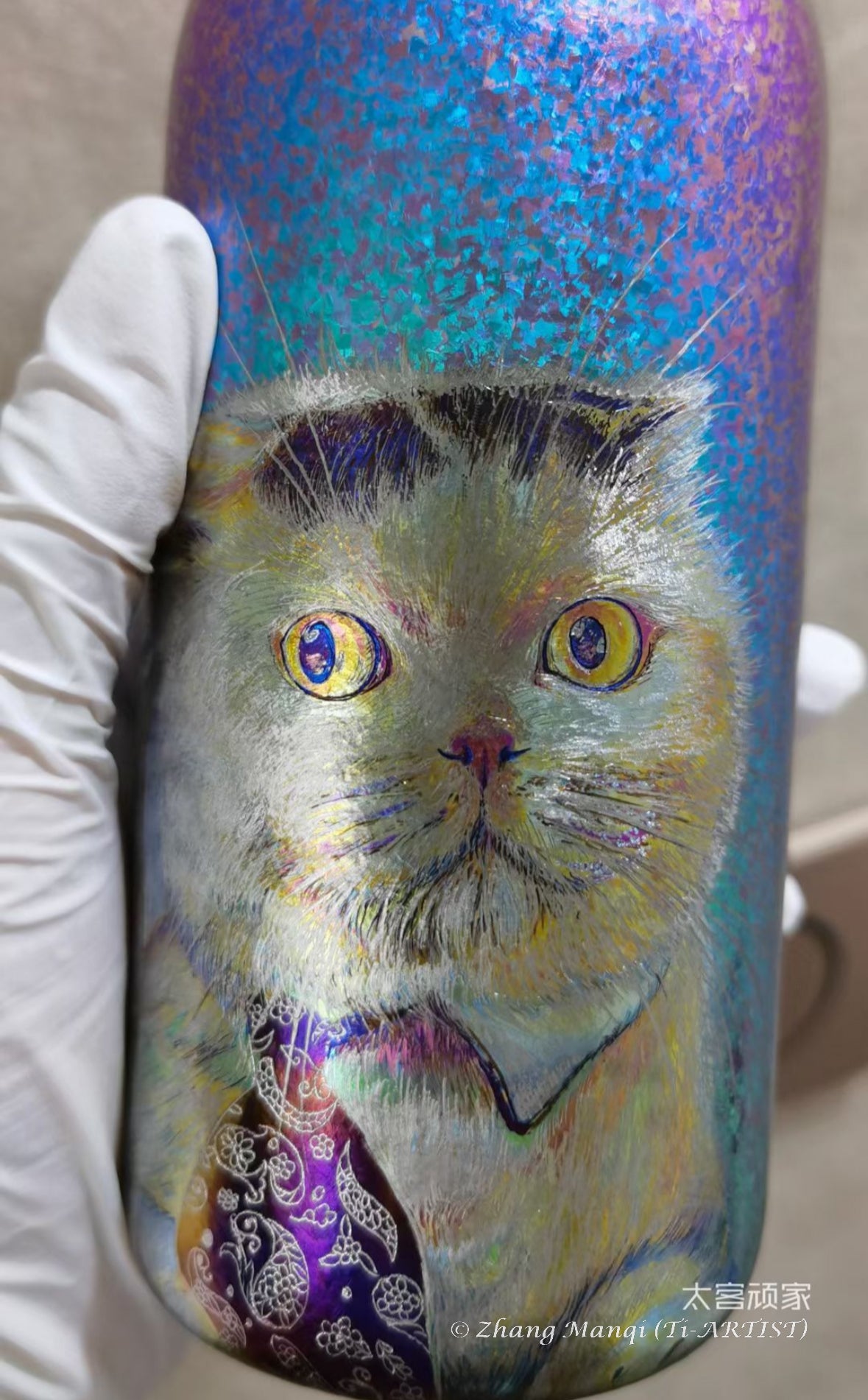 Customized titanium thermos bottle - Cat