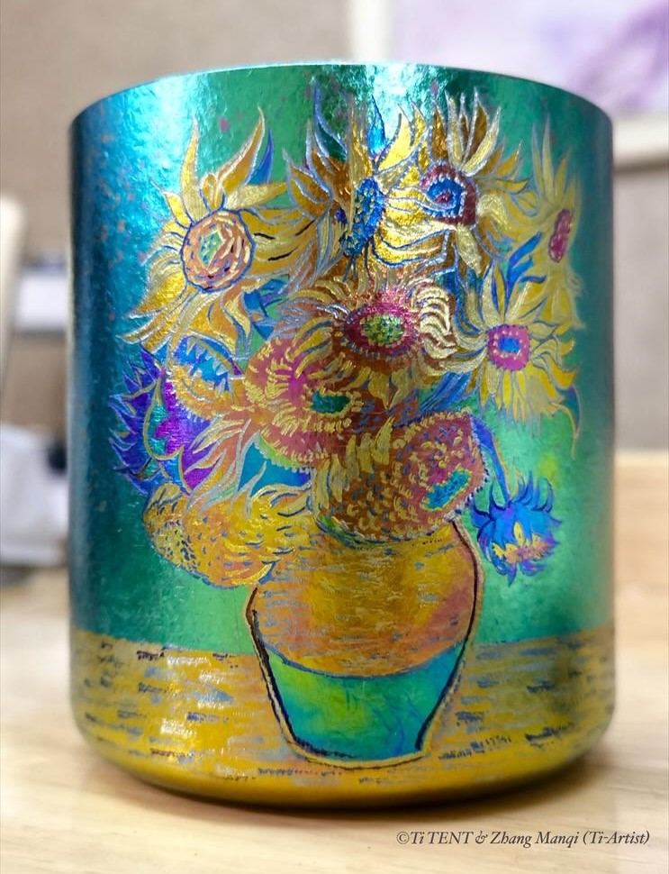 Anodizing titanium mug- Sun Flower, Vincent van Gogh