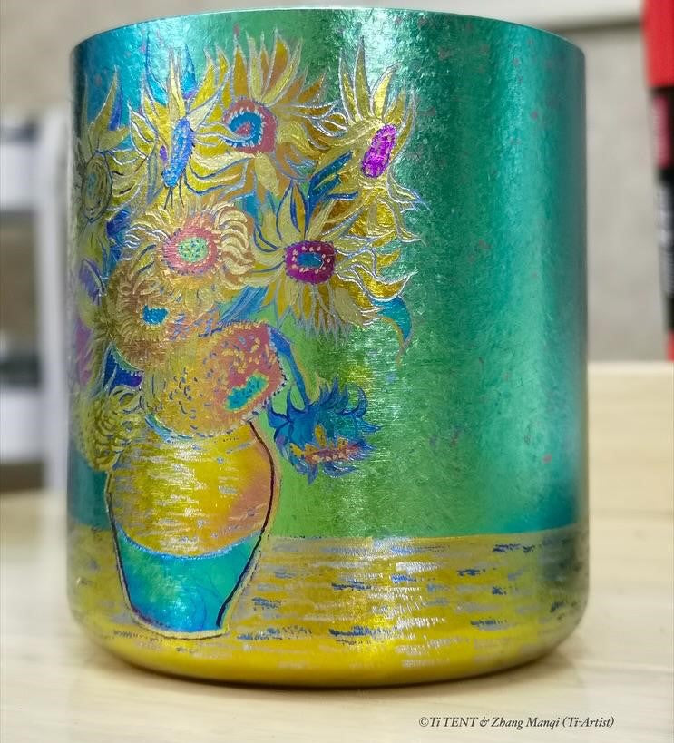 Anodizing titanium mug- Sun Flower, Vincent van Gogh